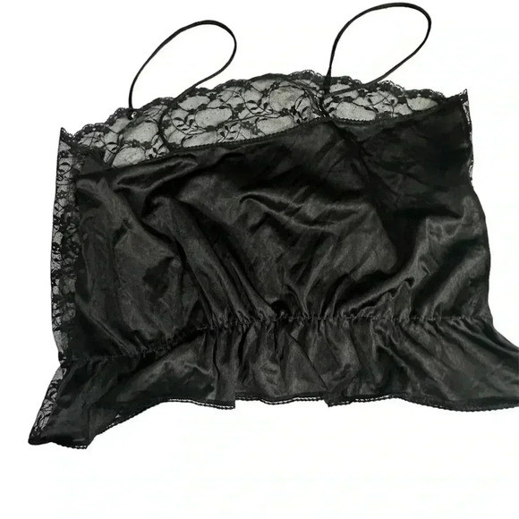 Vintage 90s Whimsigoth Lace Satin Crop Top size Large - Picture 2 of 6